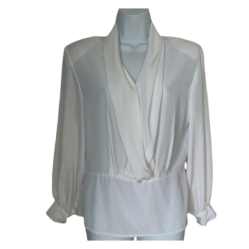 Sonya Ratan for San Andre Vintage White Sheer Spring Career Office Blouse sz 12P